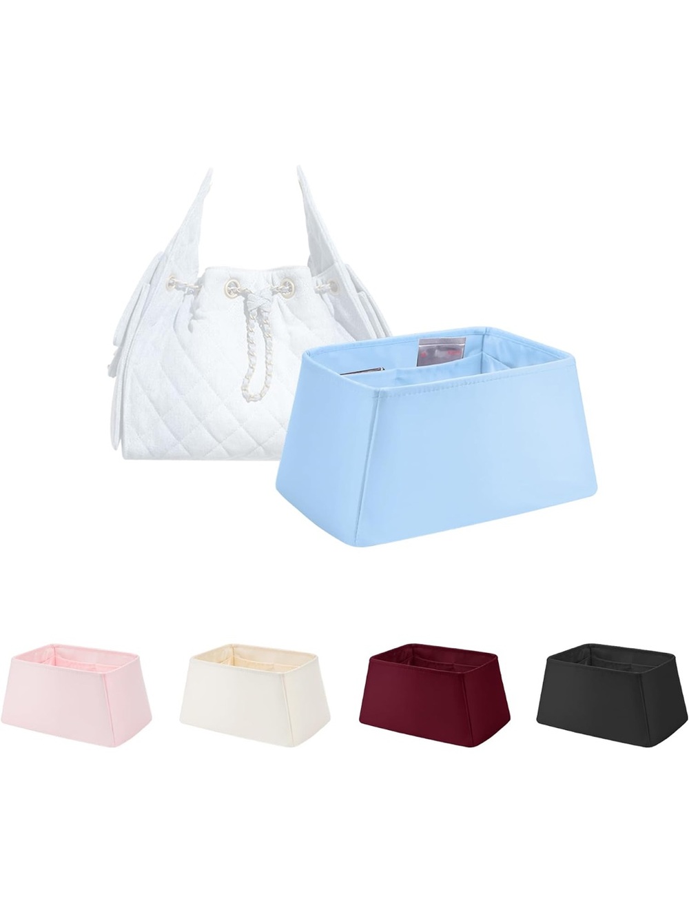 Satin Purse Organizer for Chanel 25 Bag Small, light blue